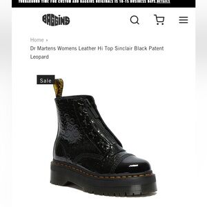 Dr Martens black patent leather “leopard embossed” platform boots size 8